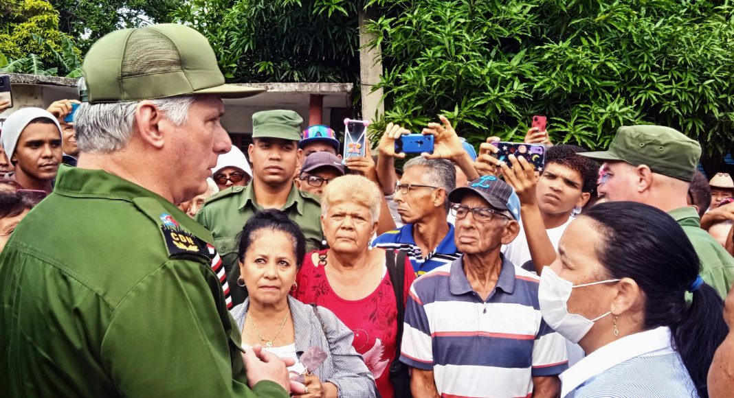 Cuban President Miguel Diaz-Canel meets with local communities