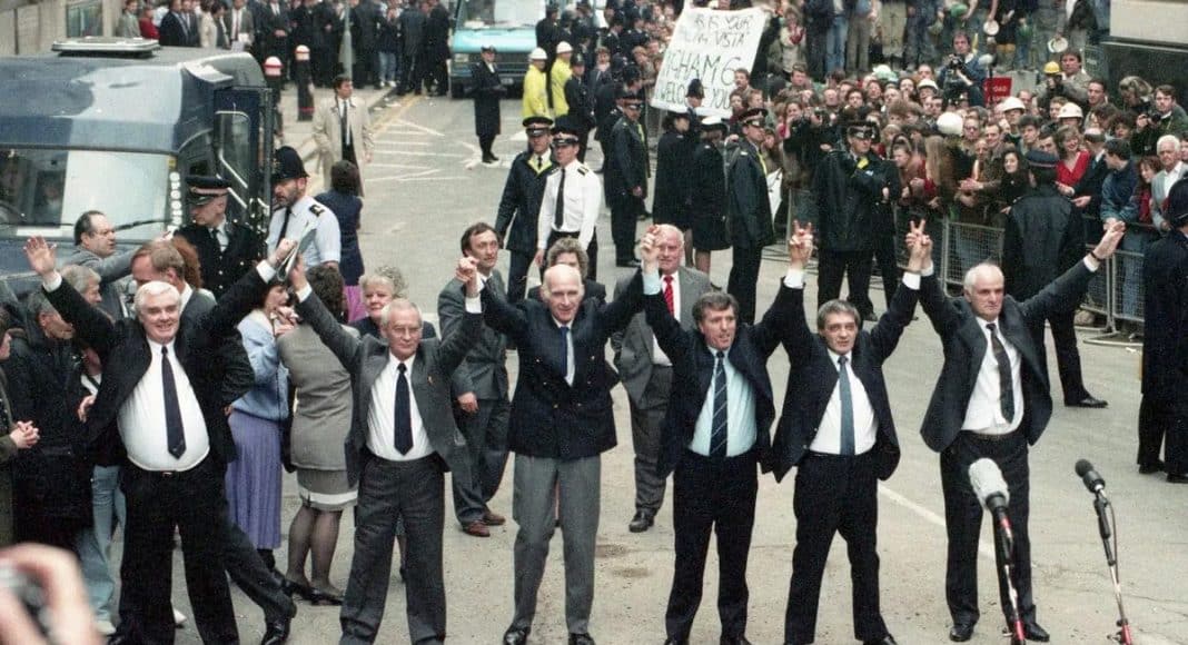 The Birmingham Six walk free in March, 1991