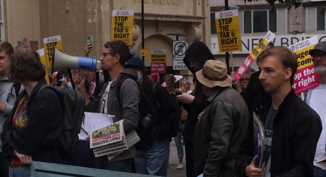 FRFI supporters march with a banner reading 'Labour is a racist party'