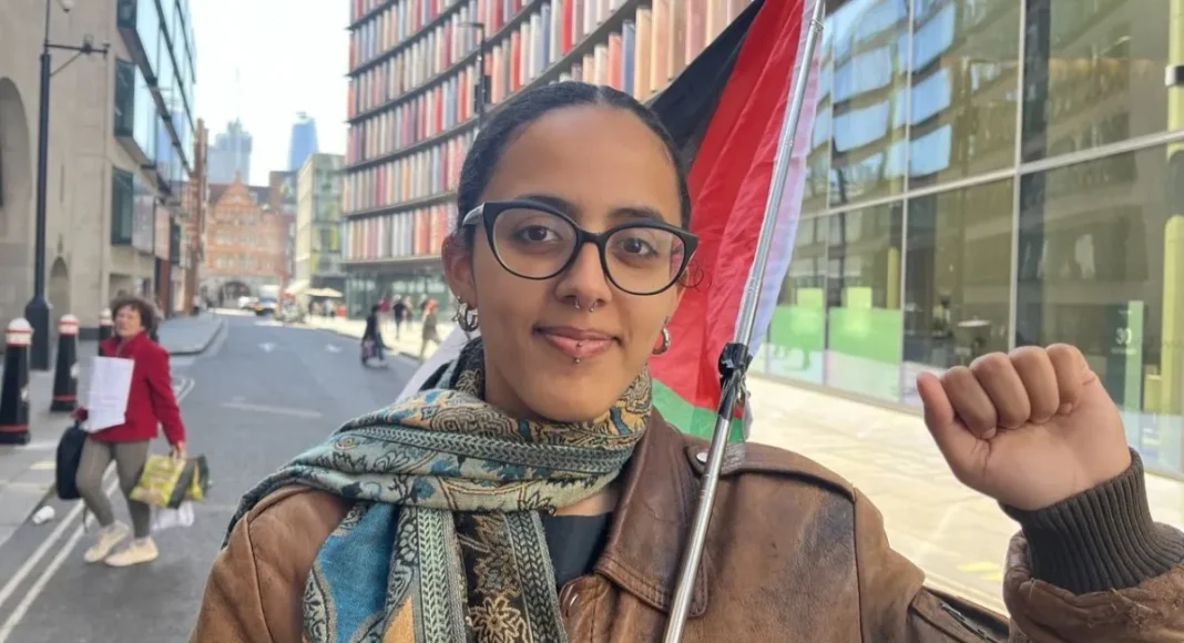 SOAS student Sarah outside the Old Bailey Central Criminal Court in London, April 11, 2025.