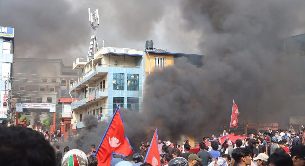 Nepalese Gen Z protesters infront of Bharatpur Mahanagarpalika office