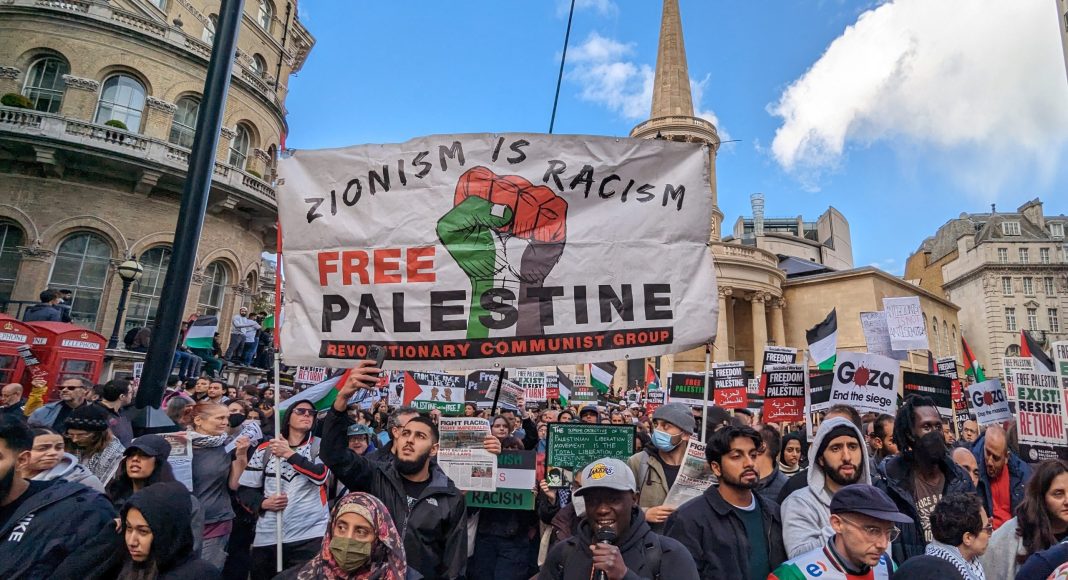FRFI protests in London against the bombing of Gaza (photo: FRFI)