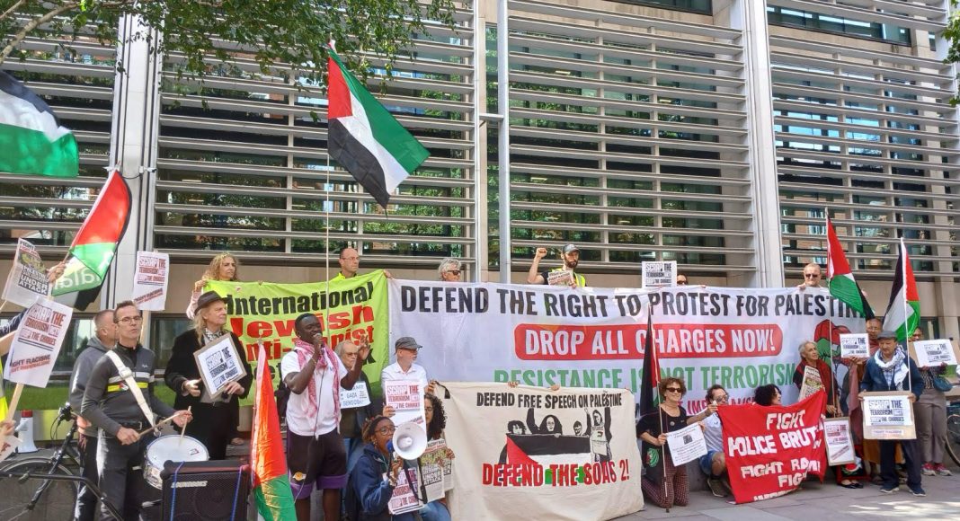 The RCG organised a protest against the Terrorism Act outside the Home Office (photo: FRFI)
