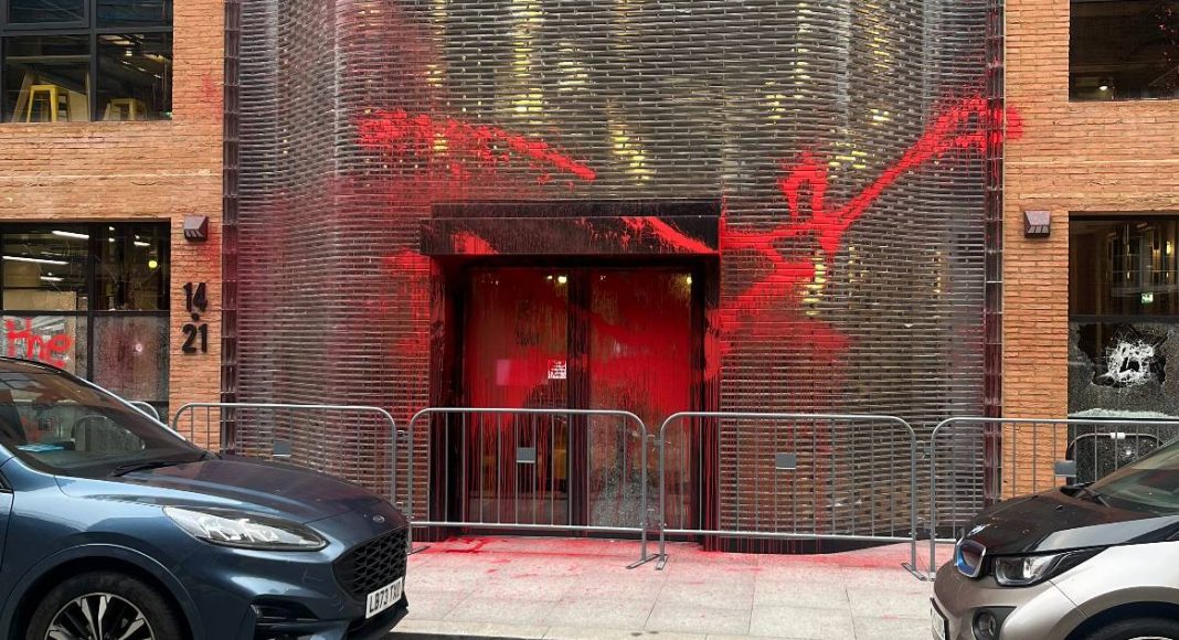 Labour Party HQ in London sprayed with red paint and windows smashed