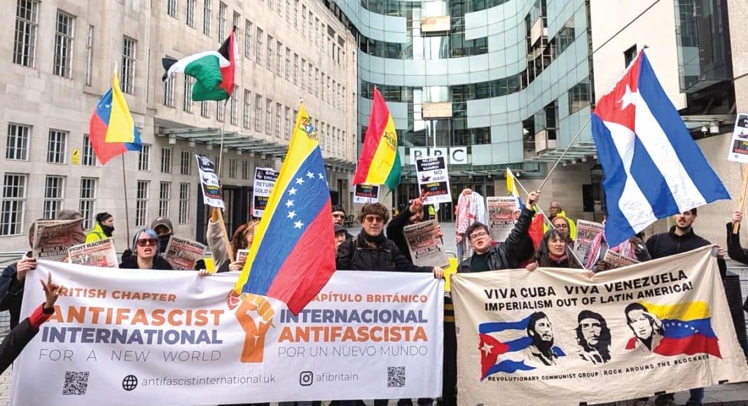 24 January 2026: RCG protests with the British chapter of the Anti-Fascist International against the BBC’s imperialist lies about Venezuela