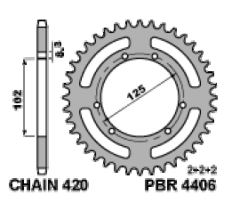 PBR Staal standaard achtertandwiel 4406 – 420