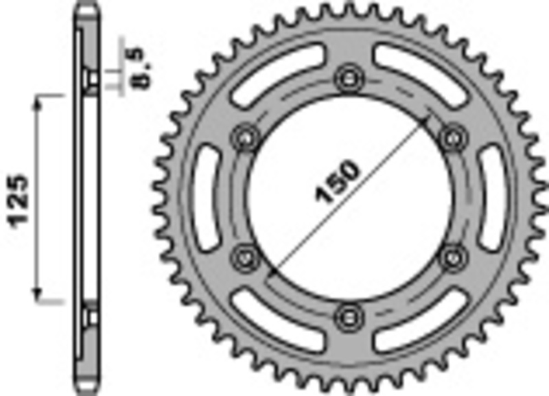 PBR Staal C45 standaard achtertandwiel 4507 – 520