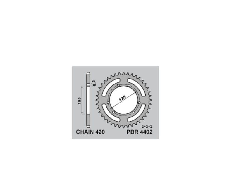 PBR Staal standaard achtertandwiel 4402 – 420