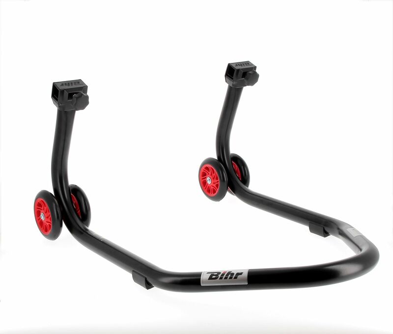 BIHR Home Track Paddockstand achter “L” Adapters Zwart met Rode Wielen