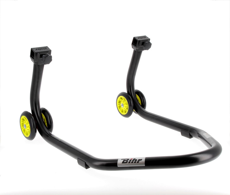 BIHR Home Track Paddockstand achter “V” Adapters Zwart met Gele Wielen