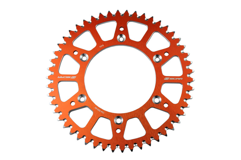 SCAR Achtertandwiel 49 Tands Alu Ultralight Zelfreinigend 520 Type SRS530 Oranje