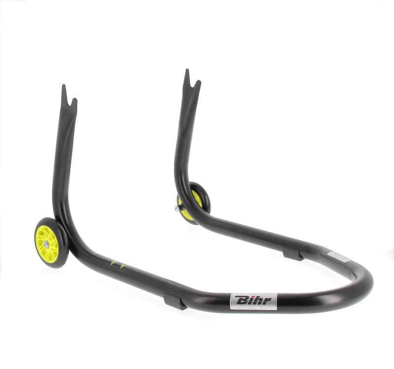 BIHR Home Track Paddockstand achter “V” Vaste Adapters Zwart met Gele Wielen