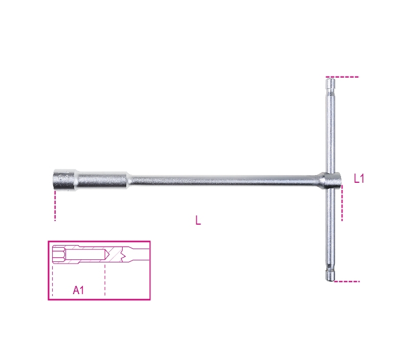 AANDRIJFVIERKANT IN T LENGTE 265MM 3/8”