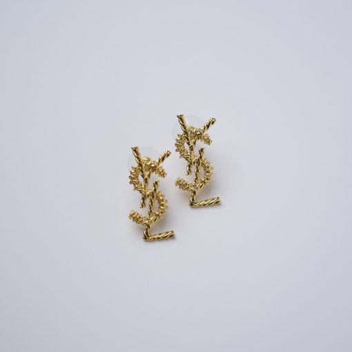 'Reworked YSL Gold Ribbed - Earrings'