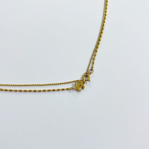 'Reworked Minimalistic Chanel Logo - Gold Necklace'