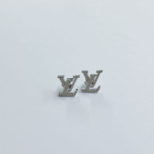 'Reworked LV Strass Earrings - M - Silver'