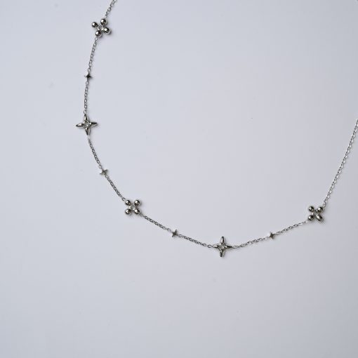 'Reworked LV Silver Flower Inspired - Necklace'
