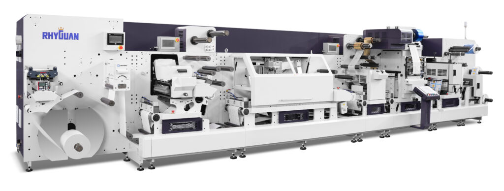 rhyguan digital finishing machine with hotfoil silkscreen die-cutting and flexo