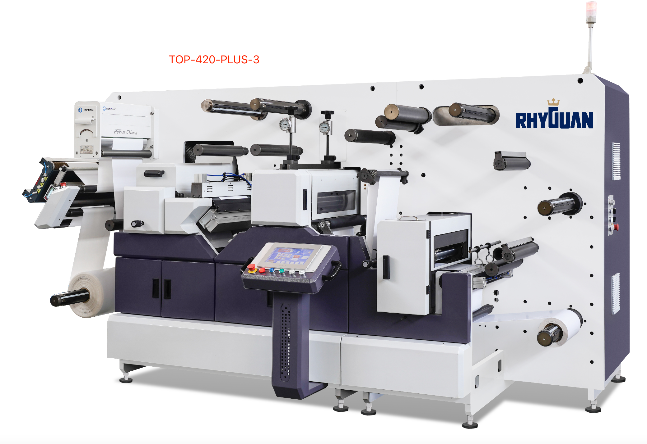 Compact digital finishing with fast semi-rotary die-cutting, flexo, corona