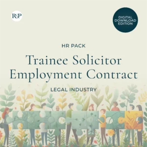 Cover image for the Trainee Solicitor Employment Contract HR Pack for law firms, including SRA-focused employment contract template and drafting guide.