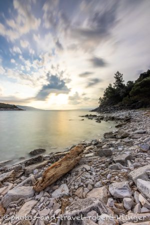 Sonnenaufgang am Mittelmeer in Istrien, Kroatien