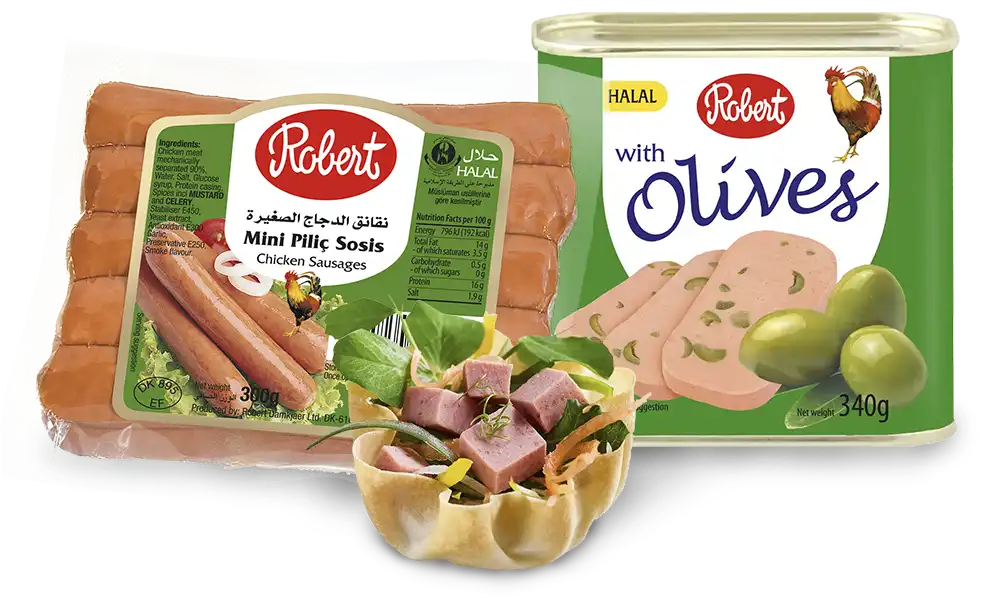 Robert Chicken Sausages and Luncheon Meat with Olives Chicken Sausages and Luncheon Meat with Olives - Robert Halal