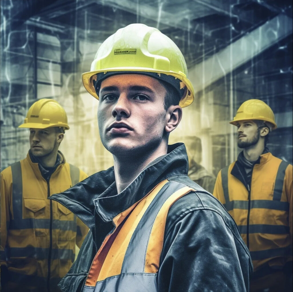 Apprentices in a construction work environment