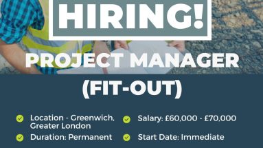 Project Manager (Fit-Out) Job Vacancy - Greenwich - London (1080 x 1080 px)