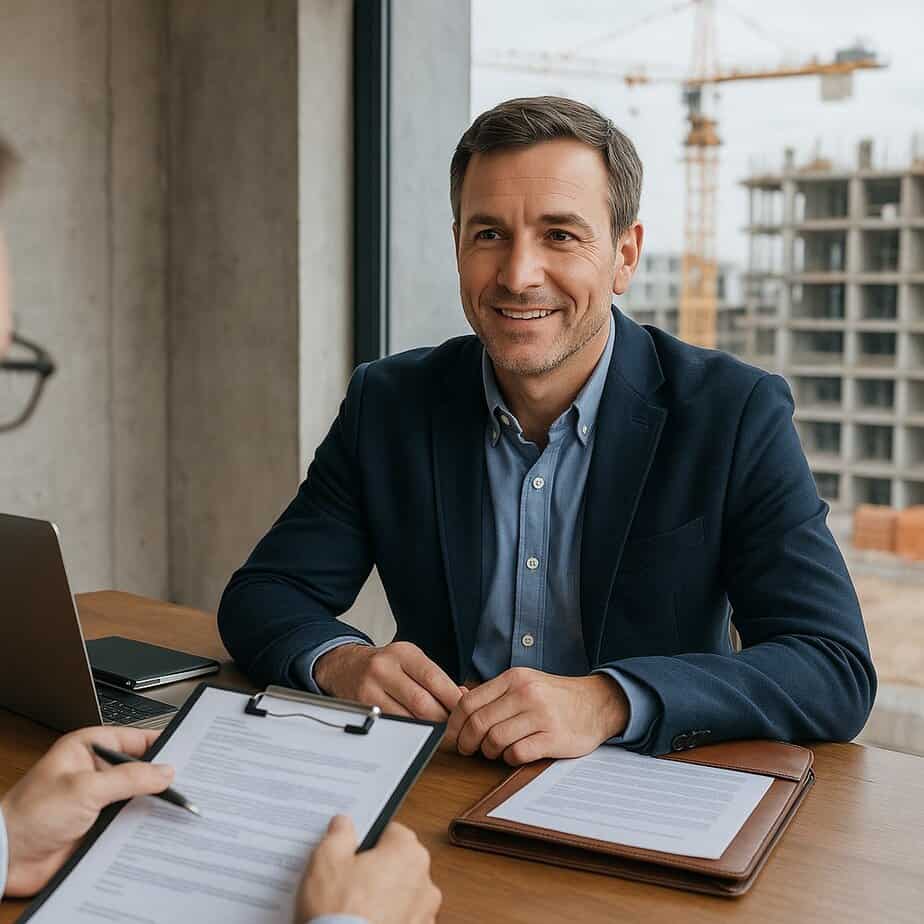 Man Preparing for a Site Manager Interview