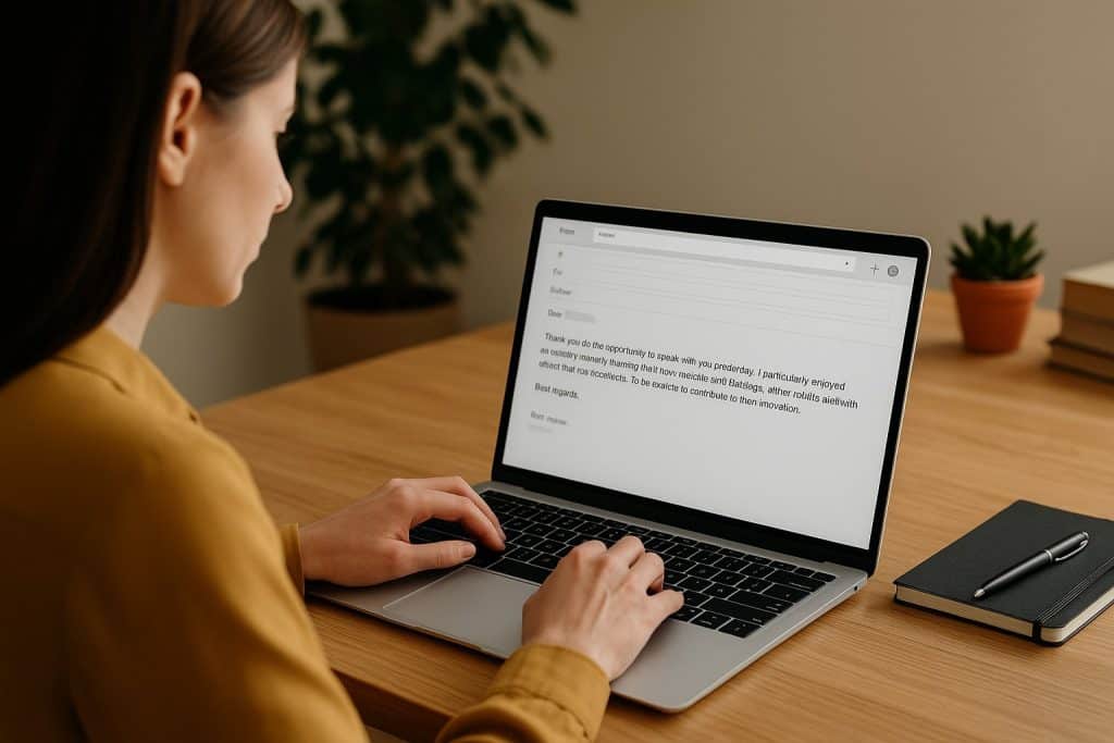 Woman completing a Professional Follow-Up Email