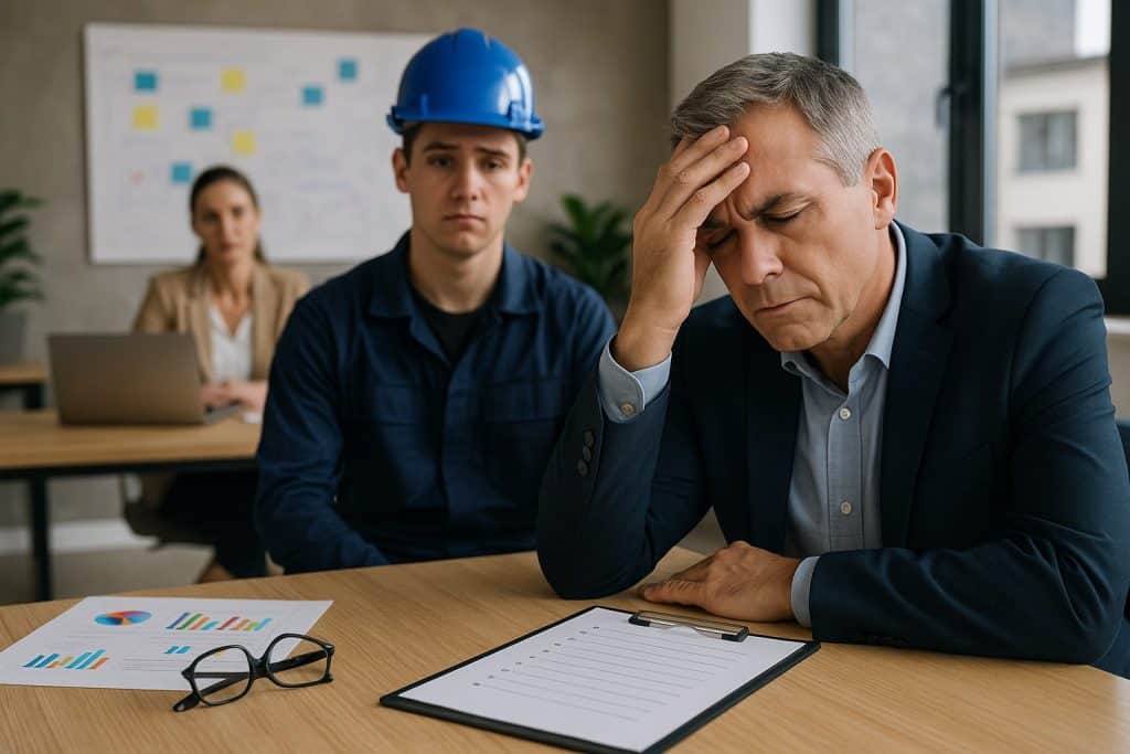 image of an employer frustrated with apprentice