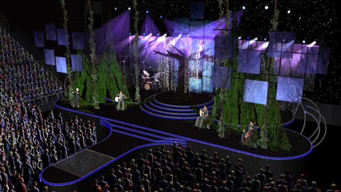 Leona Lewis Labyrinth Tour, 2010. Scenery / Props Design: Nicoline Refsing at Stufish / Mark Fisher Studio. Renders.