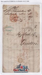Brev sendt fra Lübeck og til London i 1848