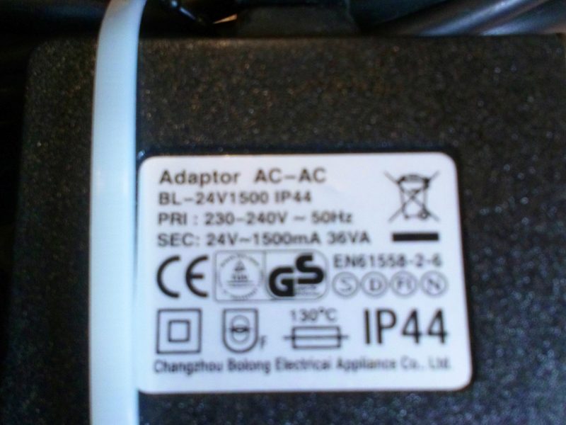 BL-24V1500 IP44 AC/AC 24V 1500mA 36VA Adapter
