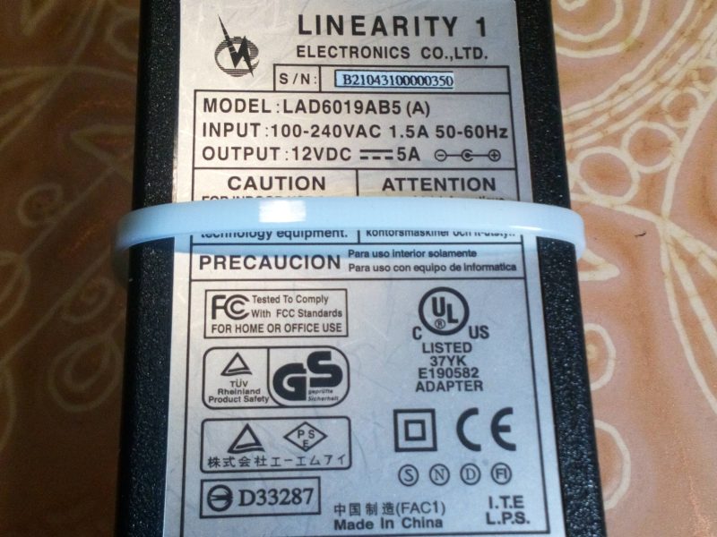 SOLGT - Linearity LAD6019AB5 12V 5A AC/DC Adapter