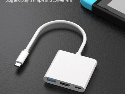 Gopala USB C til HDMI multiportadapter 3-i-1 med Thunderbolt 3 til HDMI 4K-utgang/USB 3.0-port/Hurtigladeport