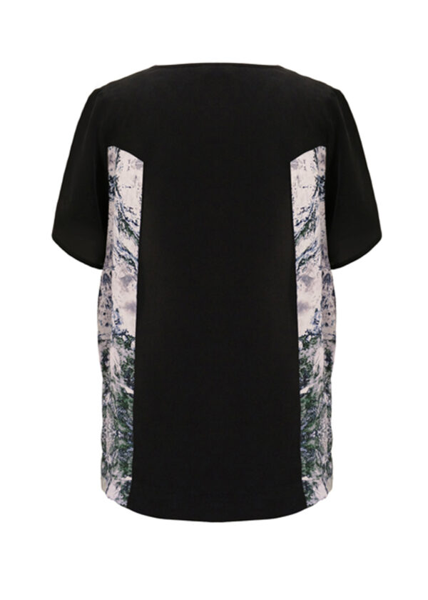 Printblouse Shirt, sort med landskabsprint