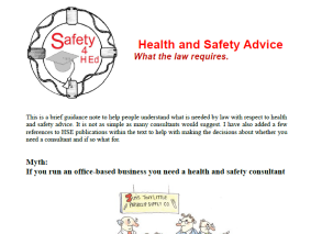 Health and Safety Advice - image from booklet front page