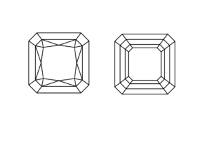 Memorial Diamonds - Colorless Radiant Cut 2x0.25ct, Black Asscher Cut 0.6ct (50% down payment)