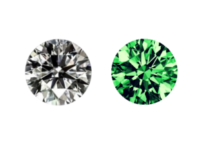 Memorial Diamonds Colorless 0.5ct and Green 2x0.36ct, 3x0.25ct Round Cut