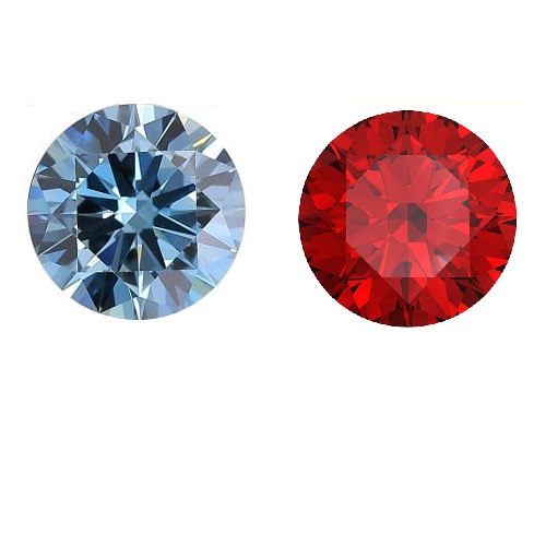 Memorial Diamonds - Blue 0.5ct and Red 0.5ct Round Cut (50% Down Payment)