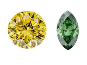 Memorial Diamonds- Yellow 1.0ct Round Cut; Green 0.5ct Marquise Cut