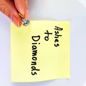 Ashes to Diamonds - Beautiful Golden Ring With A Big Colorless Diamond - Concept