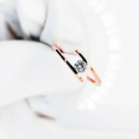 Ashes to Diamonds - Beautiful Golden Ring With A Diamond - A White Background