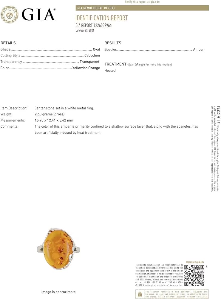 GIA Certificate - Yellow Amber
