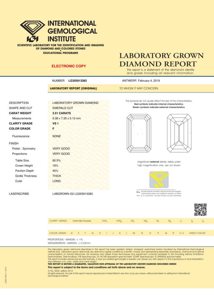 IGI Certificate - Yellow Memorial Diamond