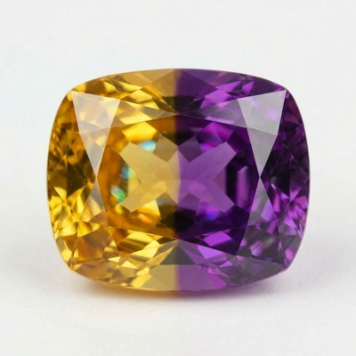 Yellow Ametrine On A Gray Background