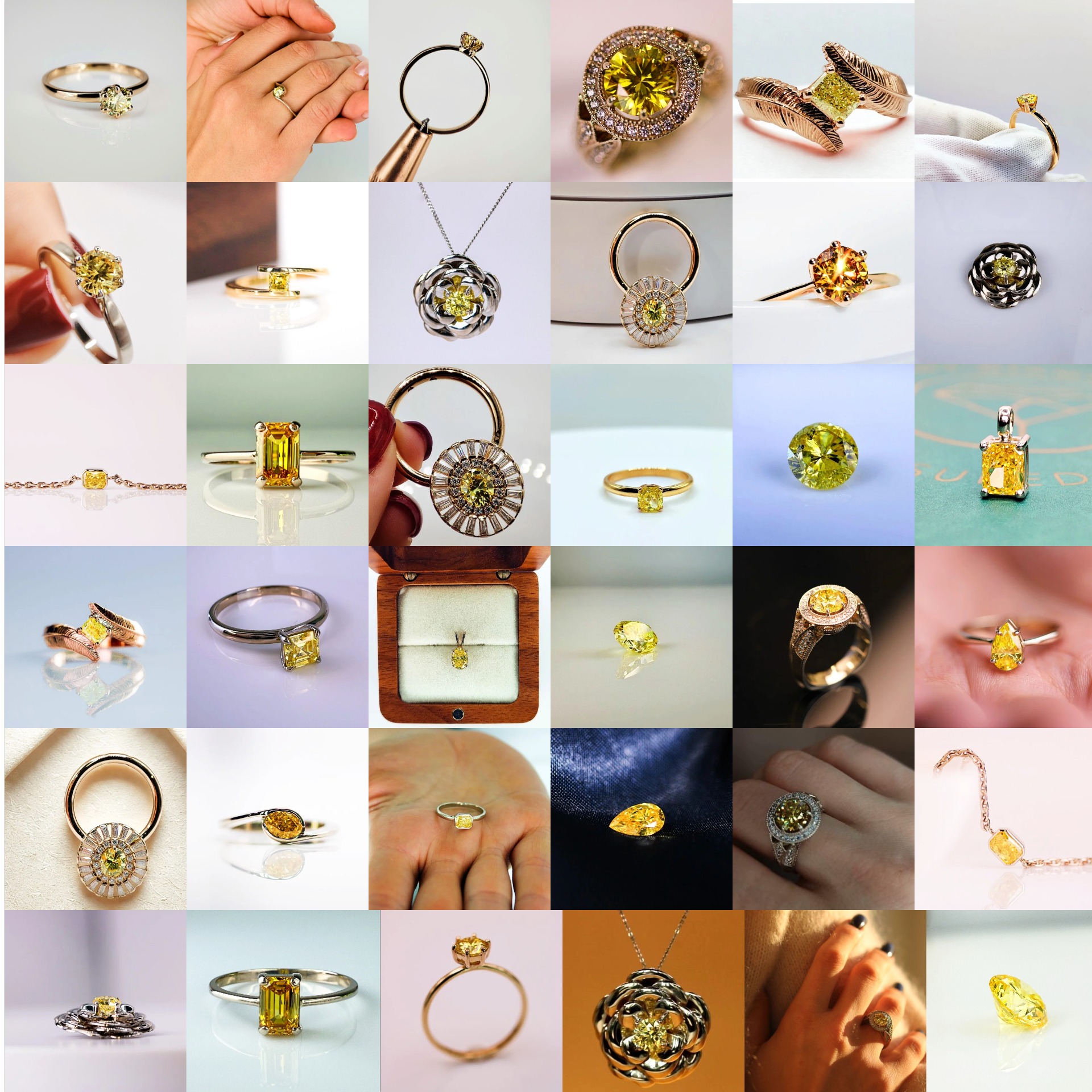 Yellow Memorial Diamonds - Collage - Saint Diamonds