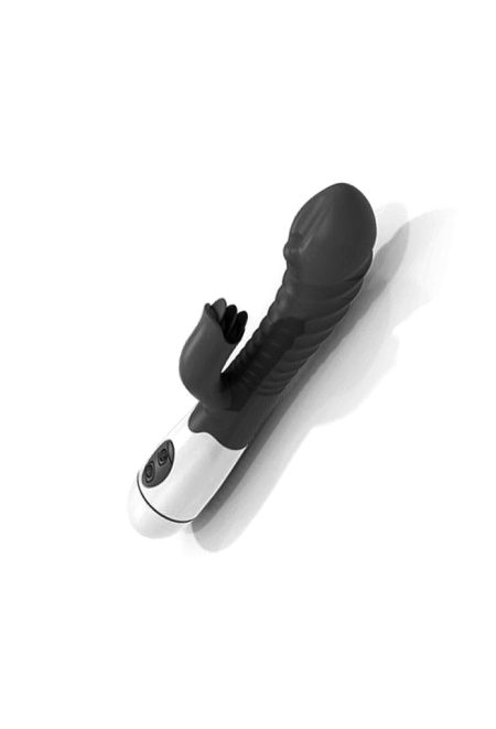 svart rabbit vibrator med 3 tungor