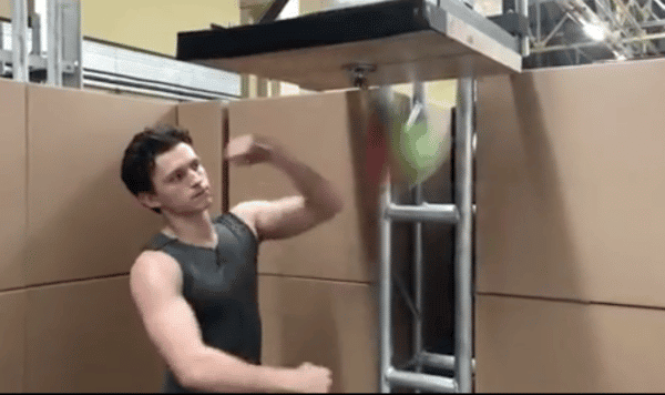 Tom Holland trains in boxing.